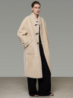 unspoken Warm Faux Fur Lined Vintage Loose Fit Stand Collar Women Daily Long Coats
