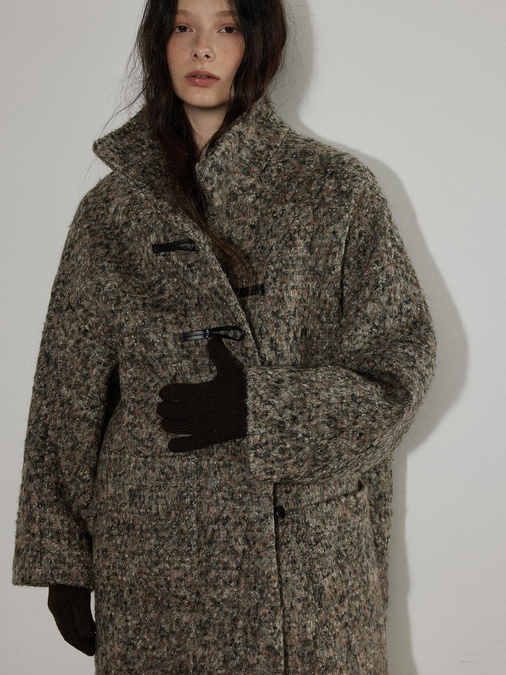 Lofi choose Heavy Wool Blend Relaxed Fit Stand Collar Midlength Commuter Toggle Wool Coats
