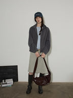 Lofi choose Soft Oversized Loose Fit Round Neck Women Blue Brown Long Sleeve T-Shirts