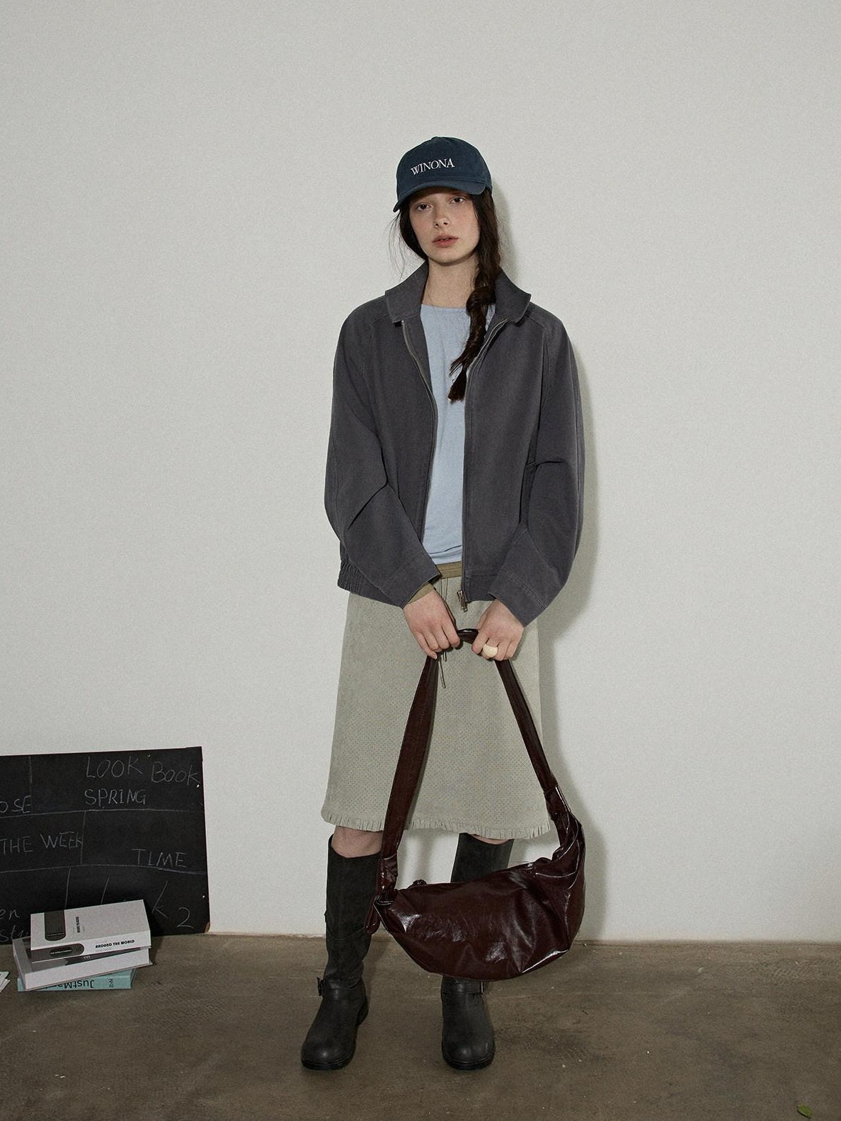 Lofi choose Soft Oversized Loose Fit Round Neck Women Blue Brown Long Sleeve T-Shirts