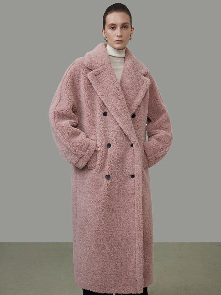 unspoken Thick Warm Tailored Straight Cut Double Breasted Long Women Wool Coats