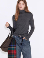 fano Cotton Cashmere Blend Slim Fit Casual High Neck Women Knit Pullover Sweaters