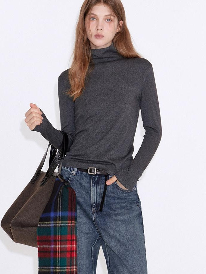fano Cotton Cashmere Blend Slim Fit Casual High Neck Women Knit Pullover Sweaters