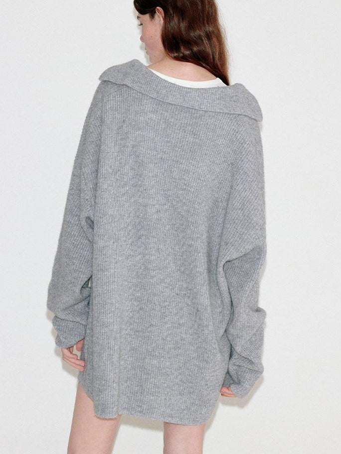 fano Light Heather Gray V-neck Knit Loose Casual Women Top & Shorts Sets