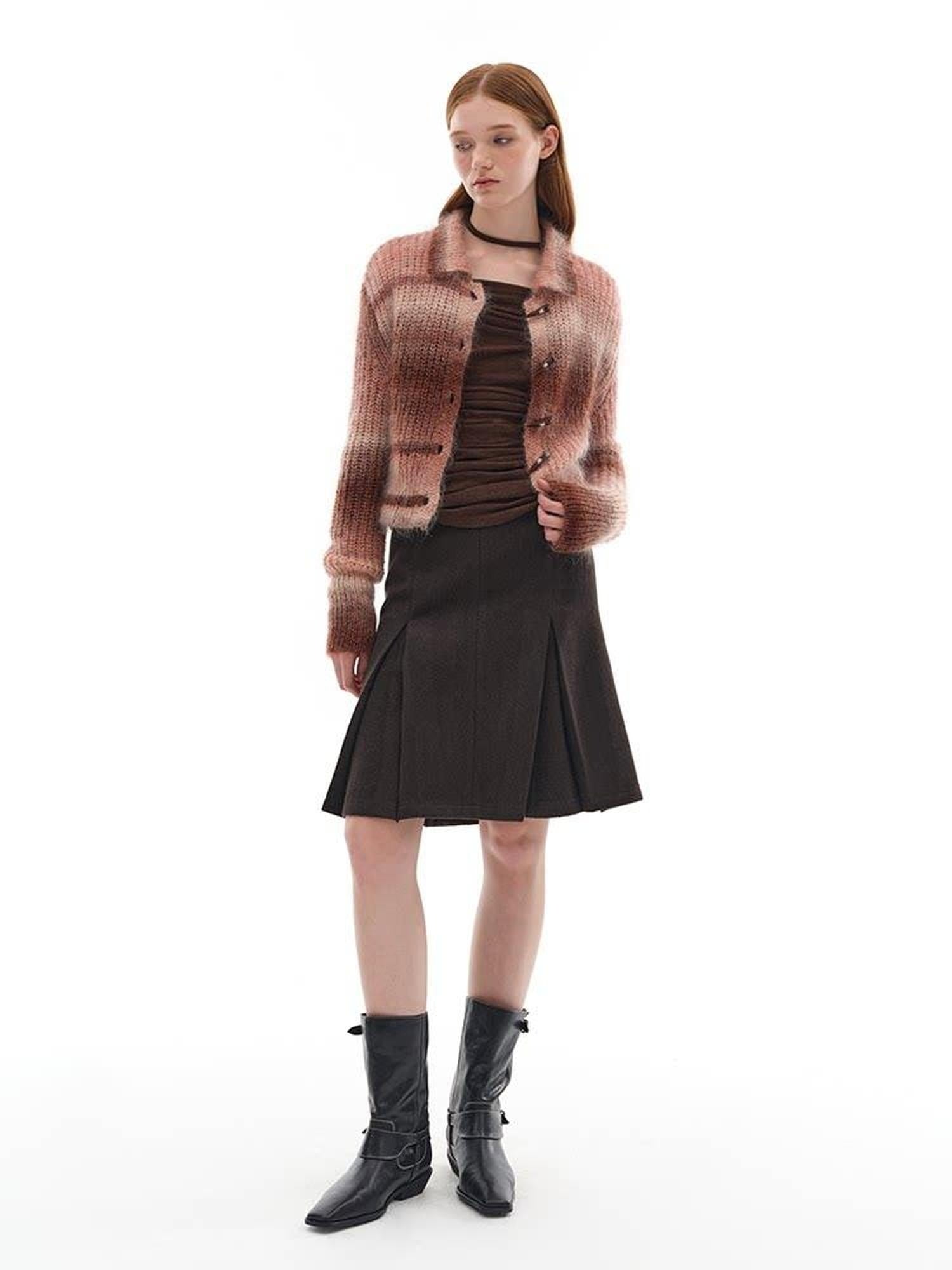 someone sometimes Viscose Wool Blend Slim Fit A Line Mid Waist Lined Women Tan Midi Skirts