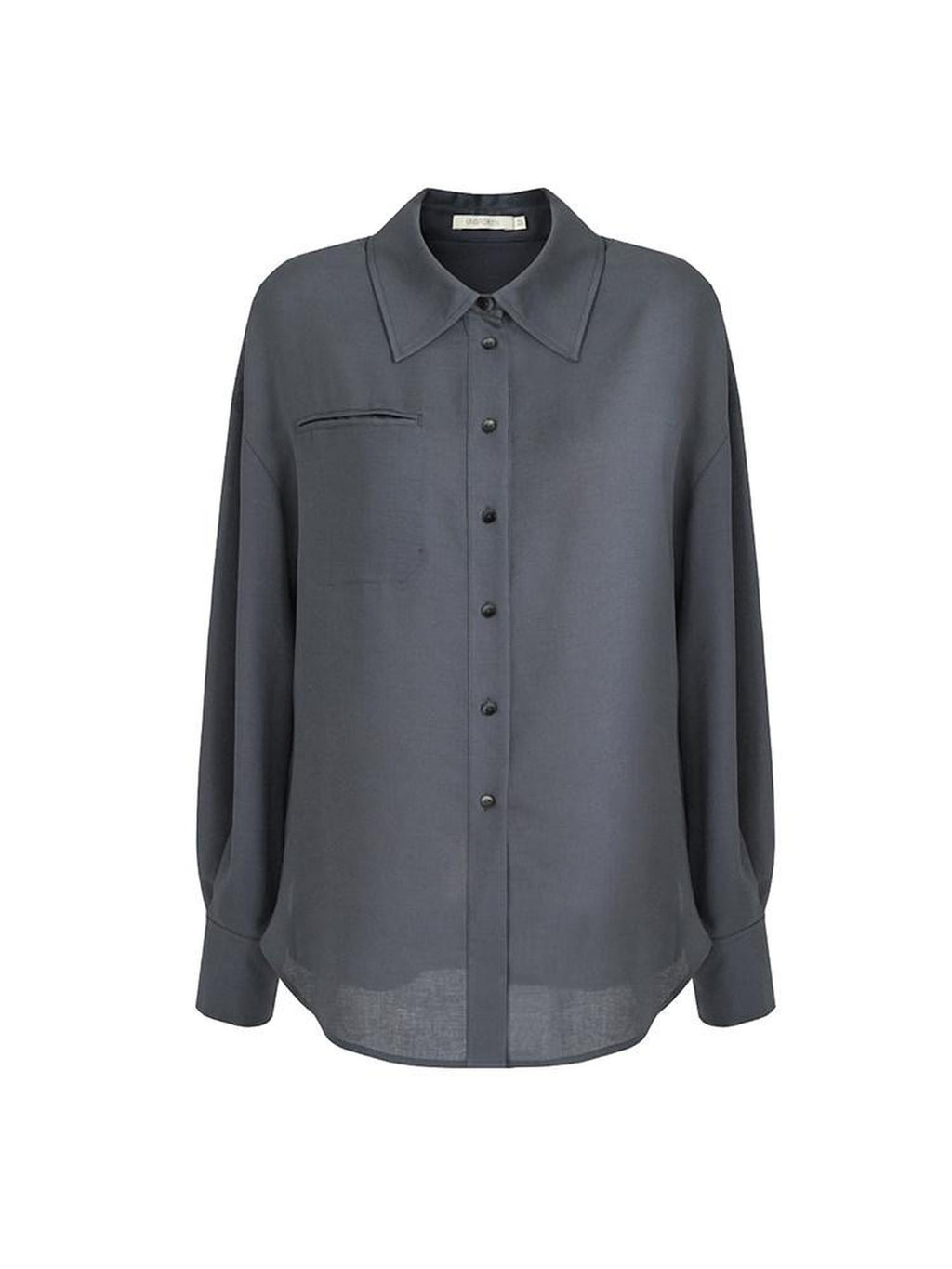 unspoken Skin Friendly Breathable Polyester Blend Loose Fit Blazer Collar Gray Shirts