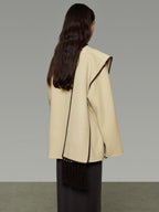 unspoken 100 Percent Wool Lightweight Minimal Commuter Loose Women Pale Yellow Wool Coats