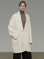 unspoken Minimal 3D Tailored Oversized Single Button Workwear White Mid Length Long Coats