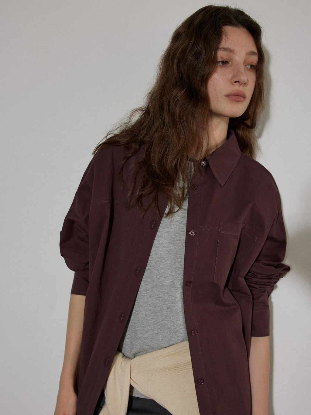 Lofi choose Breathable Cotton Loose Fit Lapel Collar Button Long Sleeve Office Women Shirts