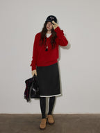 Lofi choose Cozy Thick V-neck Loose Fit Office Pullover Knit Long Sleeve Sweaters