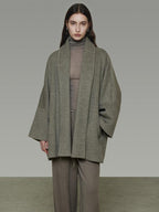 unspoken Soft Wool Blend Tailored Cut Minimal Commuter Loose Fit Tobacco Green Wool Coats