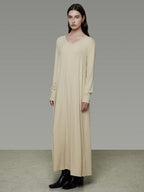 unspoken Non Fading Modal Cotton Long Sleeve Loose Waist Minimalist Commuter Maxi Dresses