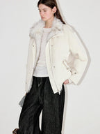 fano Warm 90% White Duck Down Straight Fit Korean Turn Collar Women Down Jackets