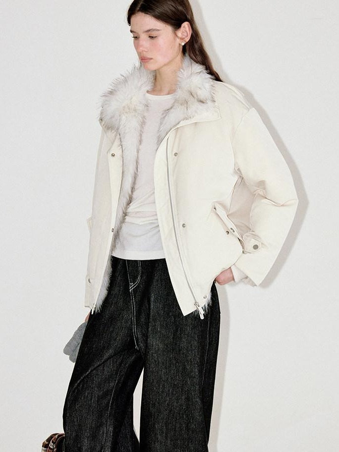 fano Warm 90% White Duck Down Straight Fit Korean Turn Collar Women Down Jackets