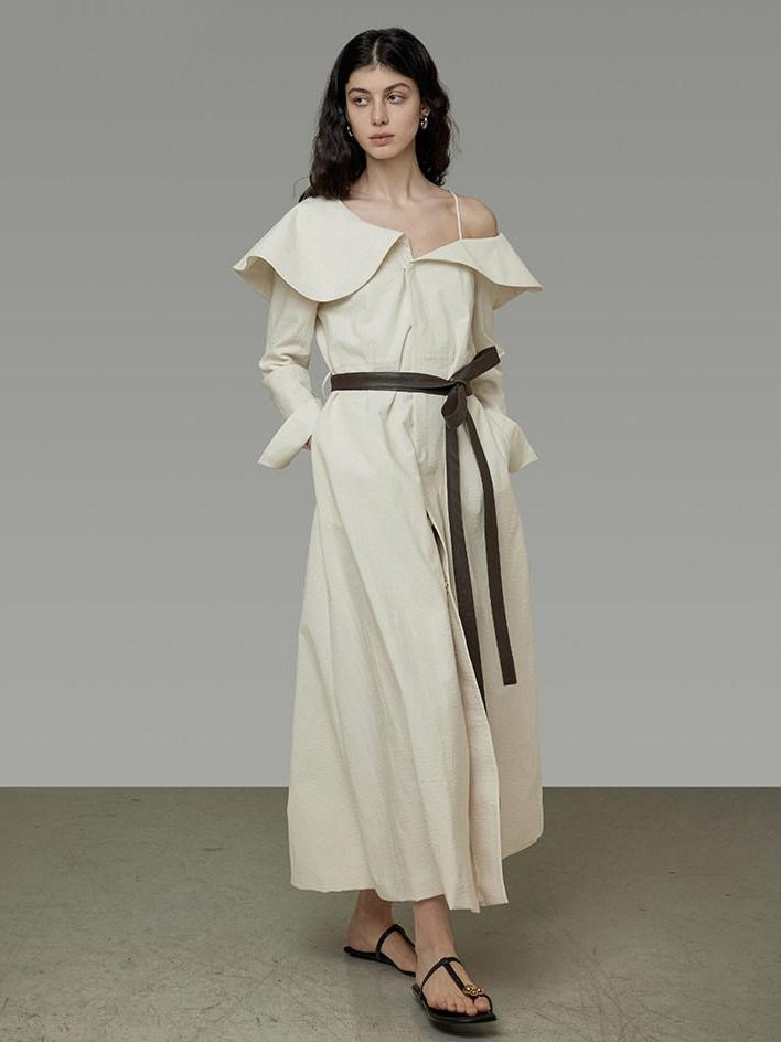 unspoken Comfortable Cotton Blend High Waist Asymmetrical Shirt Dress Office Maxi Dresses