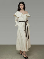 unspoken Comfortable Cotton Blend High Waist Asymmetrical Shirt Dress Office Maxi Dresses