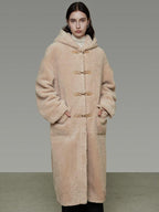 unspoken Warm Hooded Loose Mid Length Pocketed Commuter Women Light Camel Long Coats