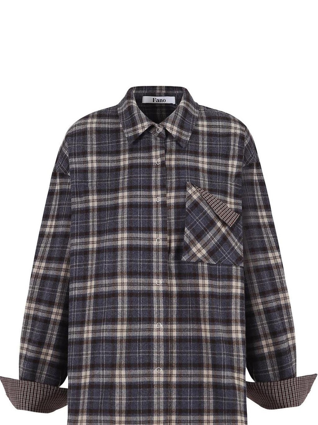 fano Breathable Viscose Oversized Plaid Lapel Button Front Women Everyday Shirts