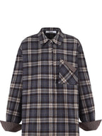fano Breathable Viscose Oversized Plaid Lapel Button Front Women Everyday Shirts
