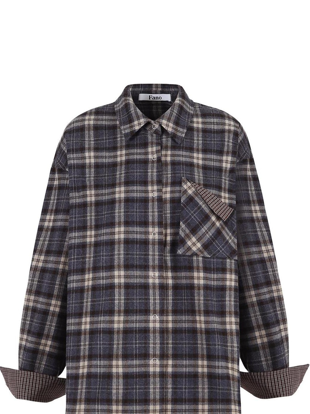 fano Breathable Viscose Oversized Plaid Lapel Button Front Women Everyday Shirts