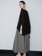 audreyyang Light Hemp Knit Relaxed Batwing V-neck Women Black Open Front Cardigans