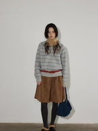 Lofi choose Flattering High Waist Ruched A Line Office Khaki Polyester Women Midi Skirts