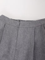 audreyyang Comfortable Pleated Natural Waist Women Polyester Zip Fly Wide Leg Pants