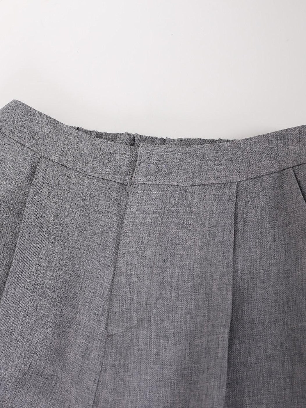 audreyyang Comfortable Pleated Natural Waist Women Polyester Zip Fly Wide Leg Pants