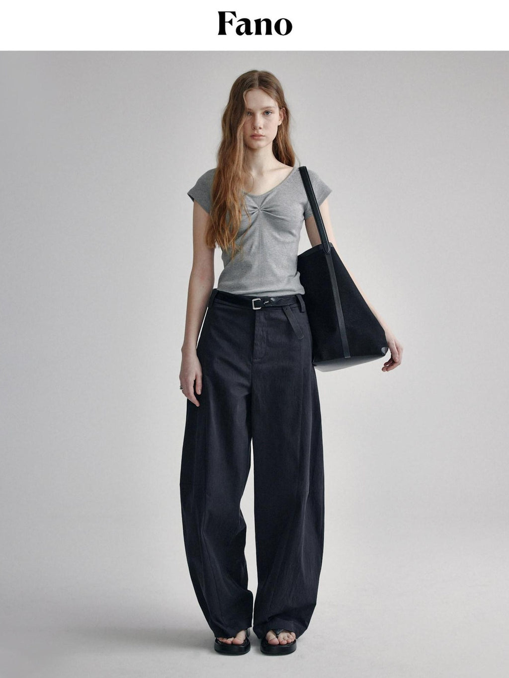 fano High Waist Sculpted Minimal Office Women Curved Pockets Rayon Wide Leg Pants