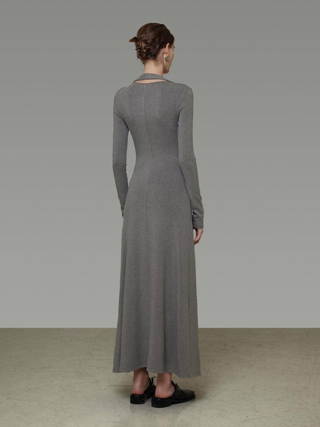 unspoken Soft Breathable Vneck Longsleeve Waist Cinch Viscose Knit Maxi Dresses