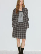 fano Uv Protection Loose Korean Polo Collar Button Front Plaid Women Shirts