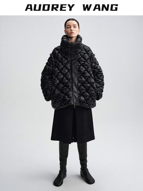 audreyyang 90 Percent Duck Down Thick Warm Casual Diamond Quilted Women Zipper Down Jackets