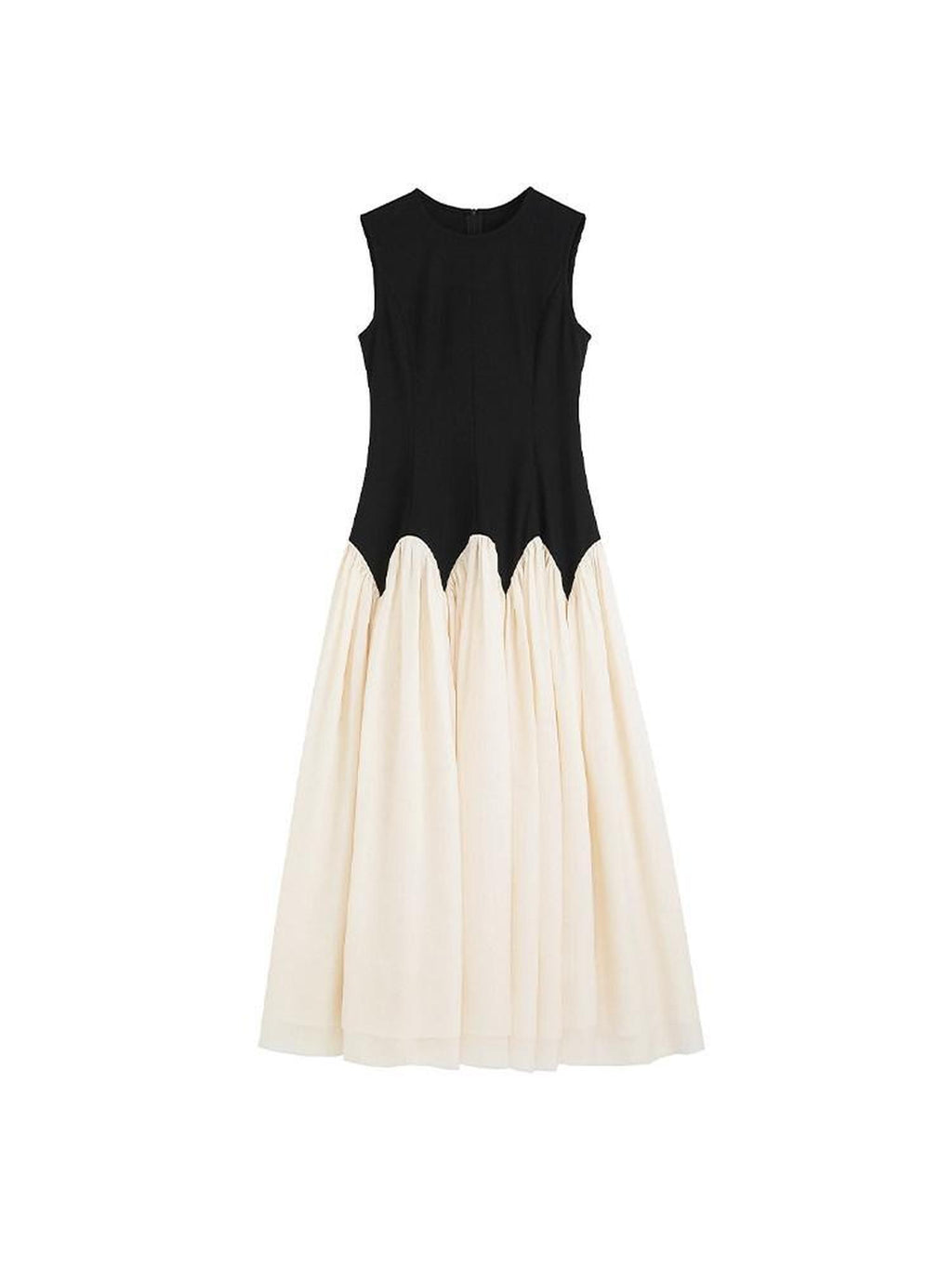unspoken Colorblock High Waist Minimalist A Line Round Neck Office Ready Maxi Dresses