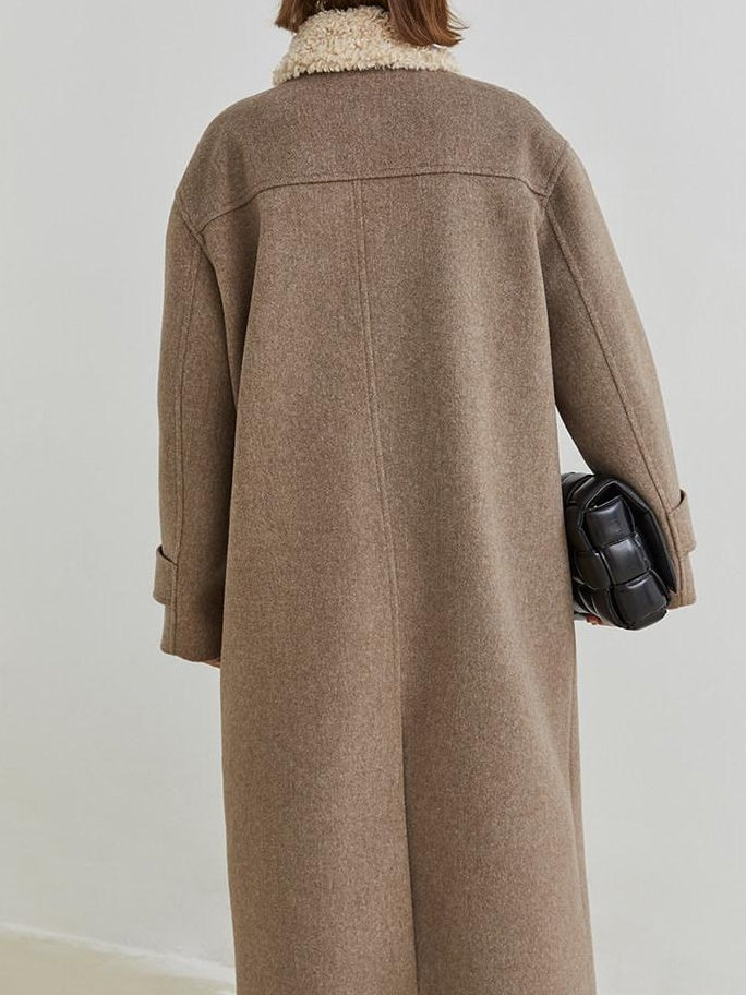 fano Warm Thick Mid Length Stand Collar Straight Commuter Young Women Wool Coats