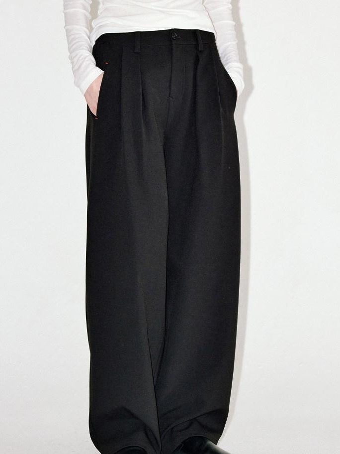 fano Elegant Office Mid Rise Straight Silhouette For Women Black Wide Leg Pants