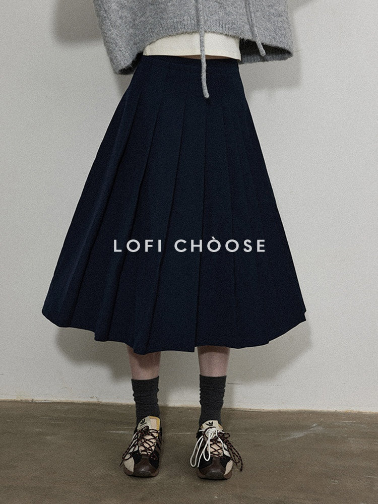 Lofi_choose_Stretch_High_Waist_A_Line_Solid_Navy_Casual_Skirt_For_Young_Women_Midi_Skirts_MISSTT