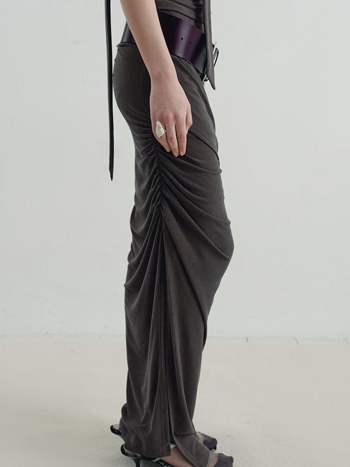 someone sometimes Versatile Pleated Tie Cami Slim Fit Lyocell Linen Blend Women Top & Skirt Sets