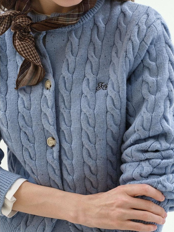 fano Thermal Embroidered Loose Fit Casual Women Long Sleeve Knit Cardigans