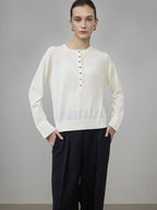 unspoken Pure Wool Minimalist Loose Pullover Crew Neck Women Knit Cardigans