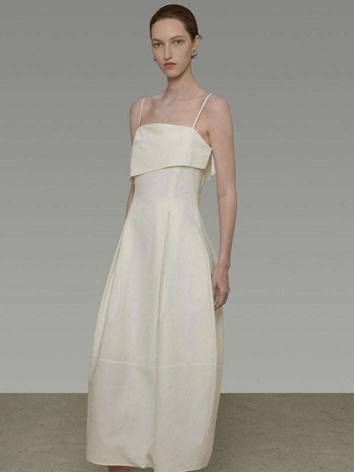 unspoken Soft Cotton High Waist A Line Irregular Hem Minimalist Workwear Maxi Dresses