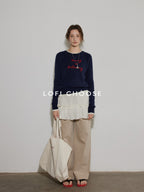 Lofi choose Colorblock Pullover Relaxed Fit Commuter Crewneck Casual Office Sweatshirt