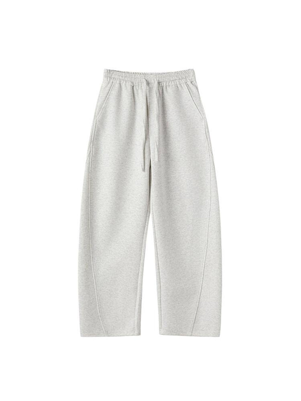 ikyou Thermal Casual Loose Pocket Elastic Waist Women Heather Gray Wide Leg Pants