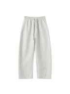 ikyou Thermal Casual Loose Pocket Elastic Waist Women Heather Gray Wide Leg Pants