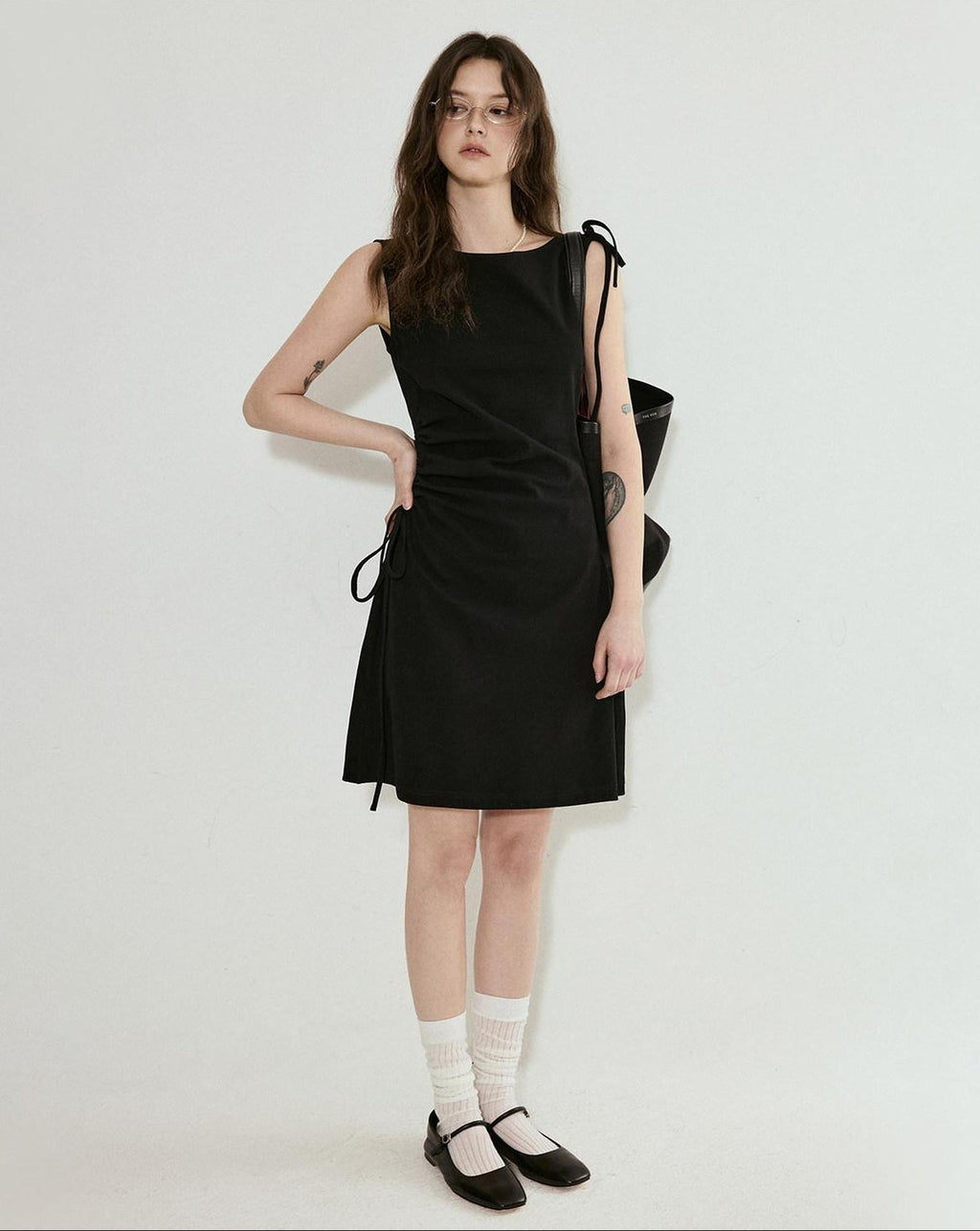 fano Cotton Blend Elegant Sleeveless Asymmetric Hem H Fit Women Midi Dresses