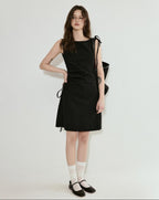 fano Cotton Blend Elegant Sleeveless Asymmetric Hem H Fit Women Midi Dresses