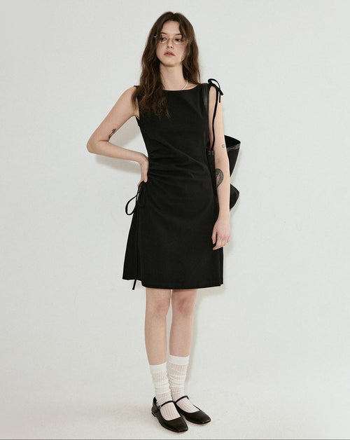 fano Cotton Blend Elegant Sleeveless Asymmetric Hem H Fit Women Midi Dresses