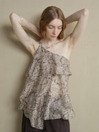 someonesometimes Lightweight Wool Blend Original Ruffle Loose Fit Women Striped Paisley Camisoles