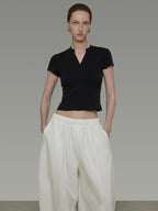 unspoken Moisture Wicking Slim V-neck Cropped Womens Viscose Blend Short Sleeve T-Shirts