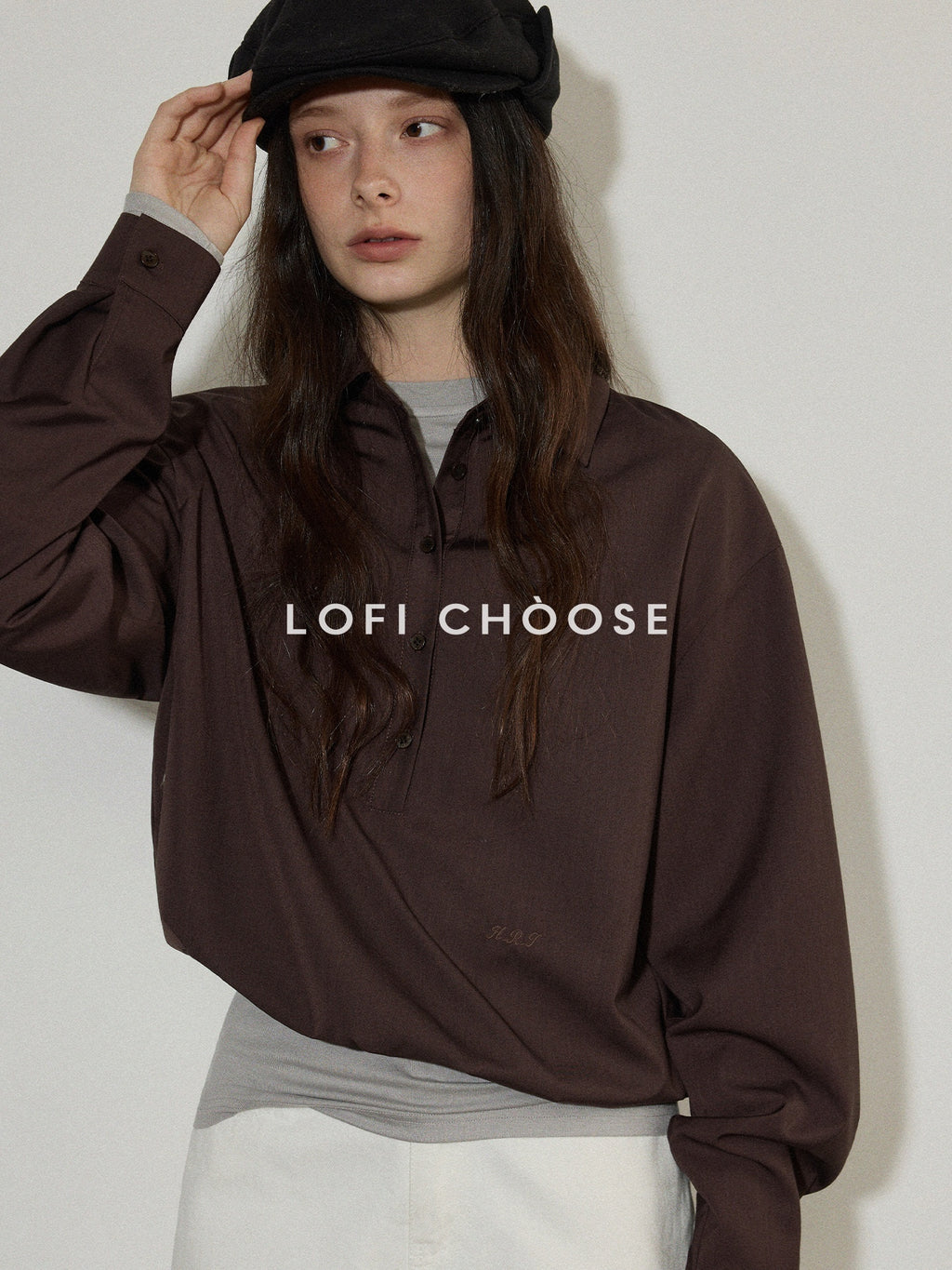 Lofi_choose_Embroidered_Loose_Drop_Shoulder_Collared_Workwear_For_Women_Polyester_Blouses_MISSTT