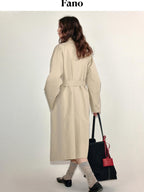 fano Lyocell Cotton Long Relaxed Korean Casual Single Breasted Beige Trench Coats